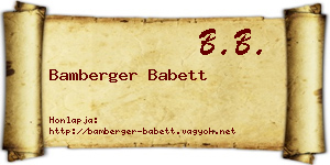 Bamberger Babett névjegykártya